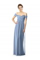 Cap Sleeves Dusty Blue Off the Shoulder Soft Chiffon A-Line Bridesmaid Dress Brisbane