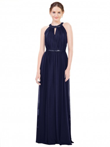 Sleeveless High Neck Soft Chiffon A-Line Bridesmaid Dress / Formal Dress Brisbane