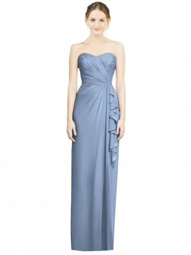 Sleeveless Dusty Blue Sweetheart Soft Chiffon Sheath Bridesmaid Dress Brisbane