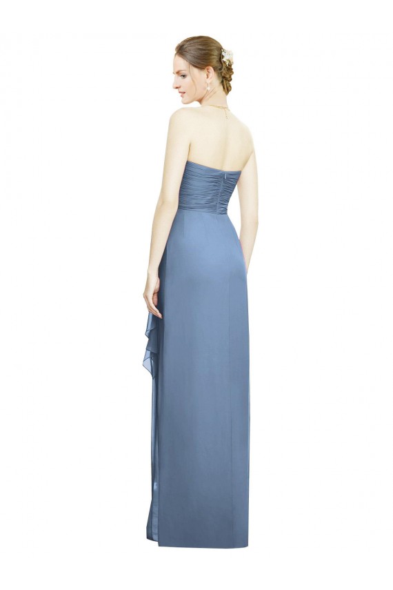 Sleeveless Dusty Blue Sweetheart Soft Chiffon Sheath Bridesmaid Dress Brisbane