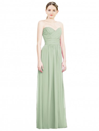 Sleeveless Sage Sweetheart Criss Cross Back Soft Chiffon A-Line Bridesmaid Dress Brisbane