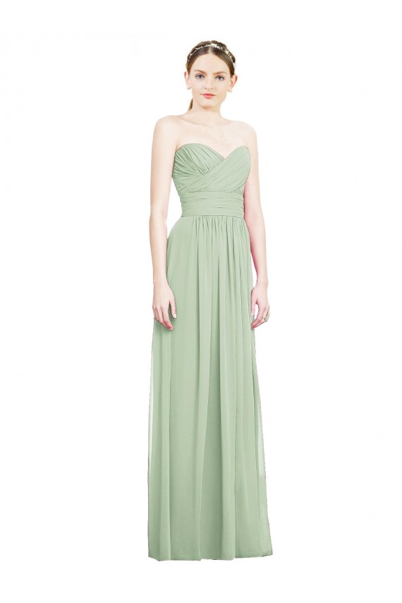 Sleeveless Sage Sweetheart Criss Cross Back Soft Chiffon A-Line Bridesmaid Dress Brisbane