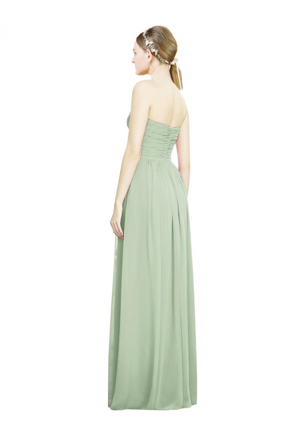Sleeveless Sage Sweetheart Criss Cross Back Soft Chiffon A-Line Bridesmaid Dress Brisbane