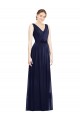 Sleeveless Dark Navy V-Neck Chiffon A-Line Bridesmaid Gowns Brisbane