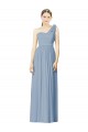 Sleeveless Dusty Blue One Shoulder Soft Chiffon A-Line Bridesmaid Dress Brisbane
