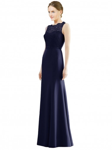 Sleeveless Illusion Neck Soft Chiffon & Lace Mermaid Bridesmaid Dress Brisbane
