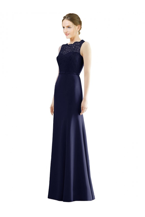 Sleeveless Illusion Neck Soft Chiffon & Lace Mermaid Bridesmaid Dress Brisbane