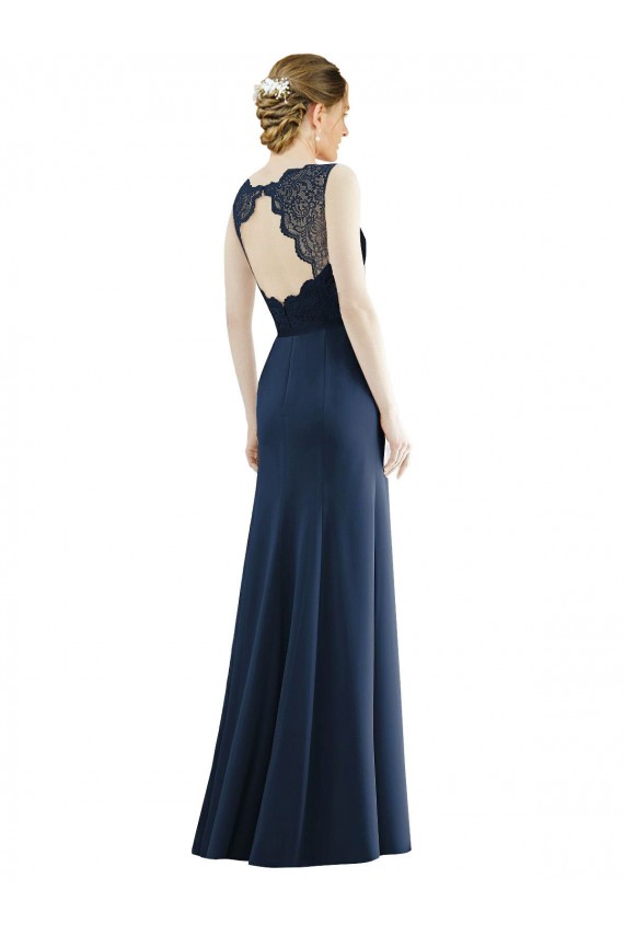 Sleeveless Illusion Neck Soft Chiffon & Lace Mermaid Bridesmaid Dress Brisbane