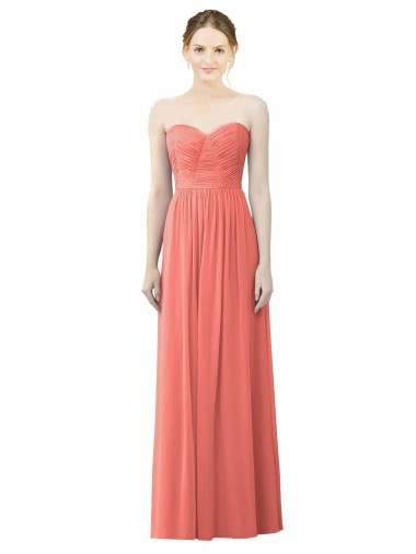 Sleeveless Coral Sweetheart Soft Chiffon A-Line Bridesmaid Dress Brisbane