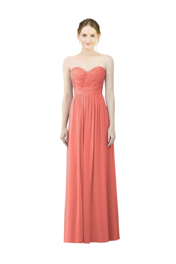 Sleeveless Coral Sweetheart Soft Chiffon A-Line Bridesmaid Dress Brisbane