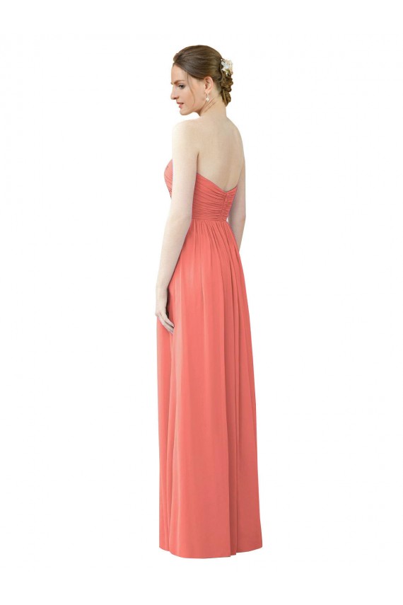 Sleeveless Coral Sweetheart Soft Chiffon A-Line Bridesmaid Dress Brisbane