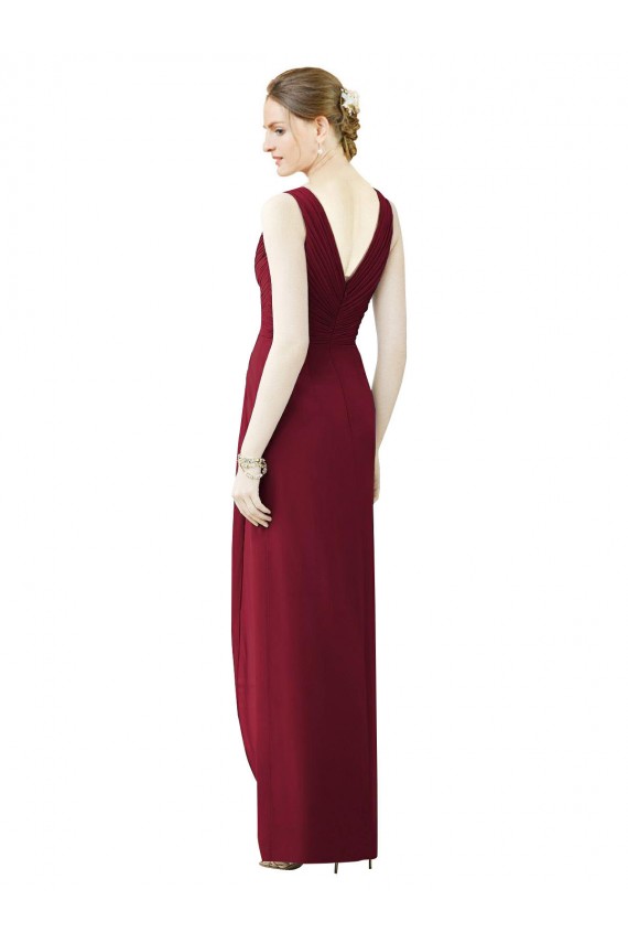 Sleeveless V-Neck V-Back Chiffon Sheath Bridesmaid Dress / Evening Dress Brisbane