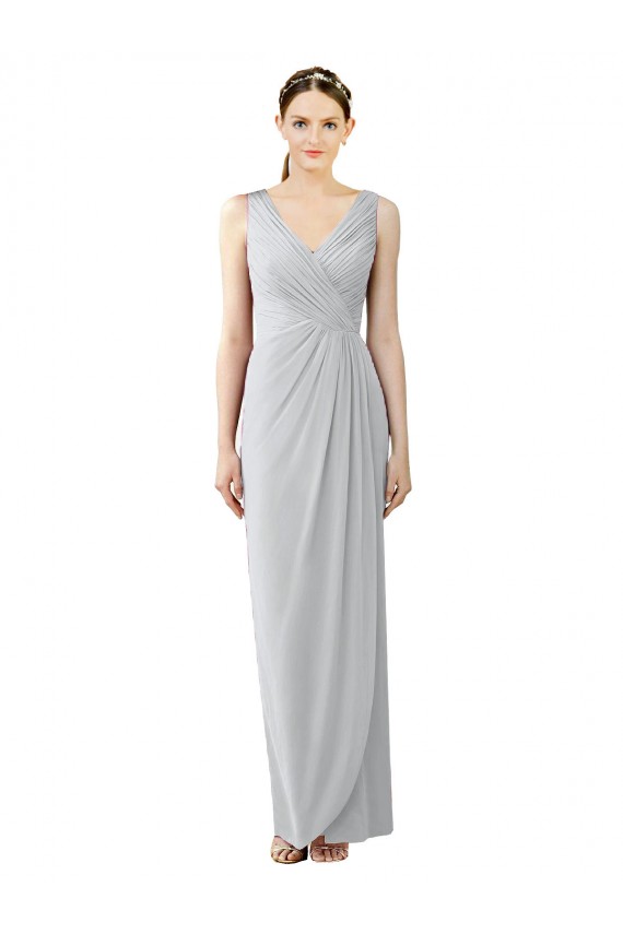 Sleeveless V-Neck V-Back Chiffon Sheath Bridesmaid Dress / Evening Dress Brisbane