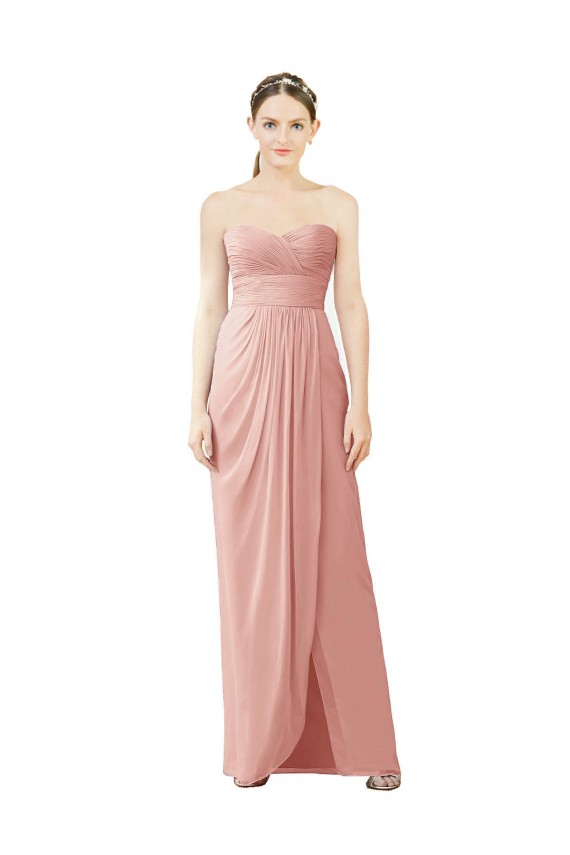 Sleeveless Bliss Pink Sweetheart Soft Chiffon A-Line High Low Bridesmaid Dress Brisbane