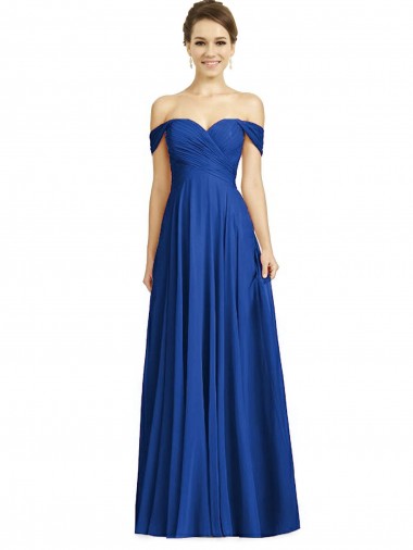 Cap Sleeves Off the Shoulder Soft Chiffon A-Line Semi Formal Evening Dress / Bridesmaid Dress Brisbane