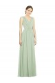 Sleeveless Sage V-Neck V-Back Soft Chiffon A-Line Bridesmaid Dress Brisbane