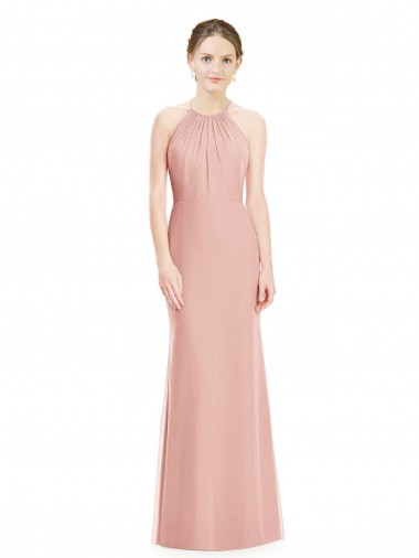 Sleeveless Halter Neck Soft Chiffon Mermaid Bridesmaid Dress Brisbane