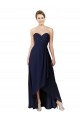 Sleeveless Dark Navy Sweetheart Soft Chiffon A-Line High Low Bridesmaid Dress Brisbane