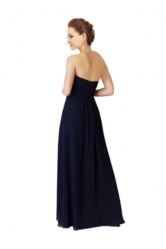 Sleeveless Dark Navy Sweetheart Soft Chiffon A-Line High Low Bridesmaid Dress Brisbane
