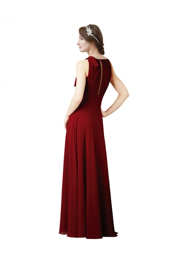 Sleeveless Halter Neck Soft Chiffon Sheath Bridesmaid Dress Brisbane