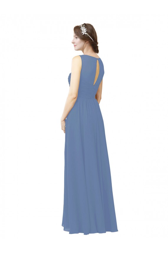 Sleeveless Illusion Neck Soft Chiffon Sheath Bridesmaid Dress Brisbane