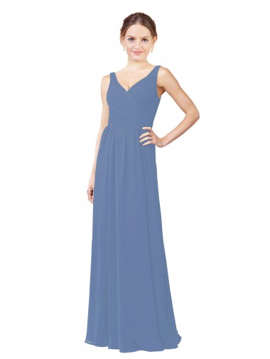 Sleeveless V-Neck Soft Chiffon Sheath Bridal Party Dress Brisbane