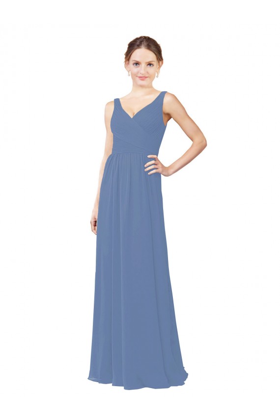 Sleeveless V-Neck Soft Chiffon Sheath Bridal Party Dress Brisbane