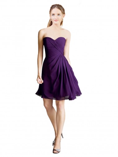 Sleeveless Purple Sweetheart Soft Chiffon A-Line Bridesmaid Dress Brisbane
