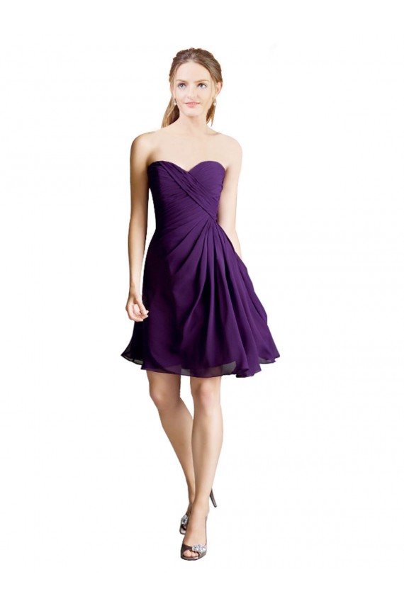 Sleeveless Purple Sweetheart Soft Chiffon A-Line Bridesmaid Dress Brisbane