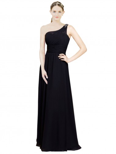 Sleeveless One Shoulder Chiffon A-Line Bridesmaid Dresses Brisbane