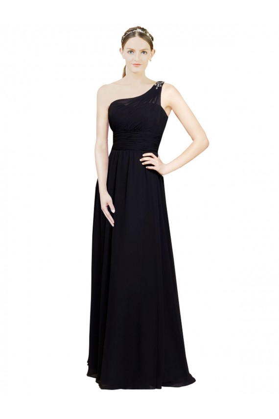 Sleeveless One Shoulder Chiffon A-Line Bridesmaid Dresses Brisbane