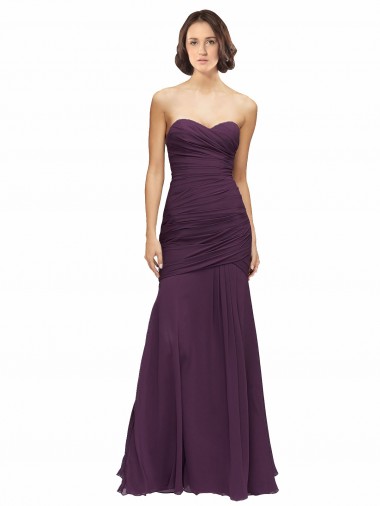 Sleeveless Grape Sweetheart Soft Chiffon Mermaid Bridesmaid Dress Brisbane