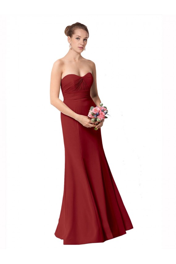 Sleeveless Burgundy Sweetheart Soft Chiffon Mermaid Bridesmaid Dress Brisbane