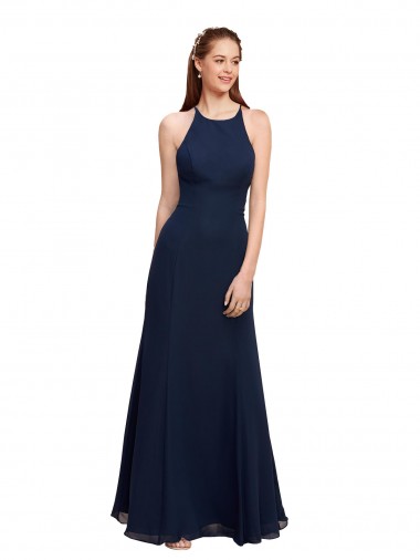 Sleeveless Halter Neck Soft Chiffon Mermaid Prom Dress / Bridesmaid Dress Brisbane
