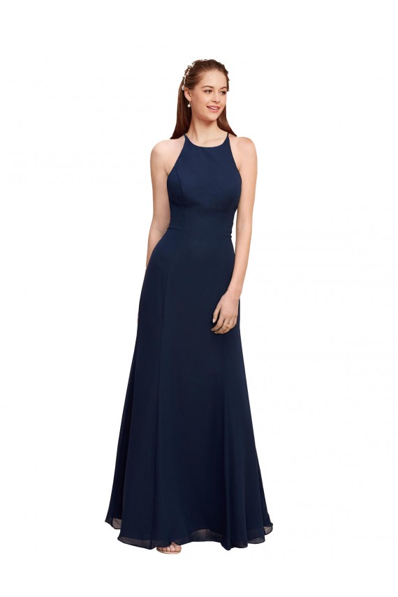 Sleeveless Halter Neck Soft Chiffon Mermaid Prom Dress / Bridesmaid Dress Brisbane