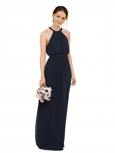Sleeveless Halter Neck Chiffon A-Line Bridesmaid Dress Brisbane