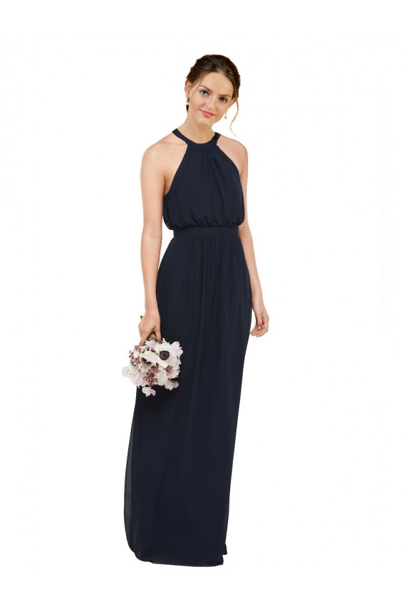 Sleeveless Halter Neck Chiffon A-Line Bridesmaid Dress Brisbane