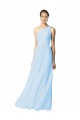 Sleeveless Light Sky Blue One Shoulder Soft Chiffon A-Line Bridesmaid Dress Brisbane