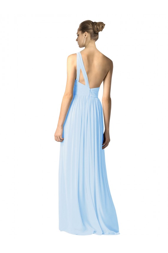 Sleeveless Light Sky Blue One Shoulder Soft Chiffon A-Line Bridesmaid Dress Brisbane