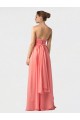 Sleeveless Watermelon Halter Neck Soft Chiffon A-Line Bridesmaid Dress Brisbane