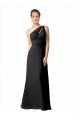 Sleeveless Black One Shoulder Soft Chiffon A-Line Bridesmaid Dress Brisbane