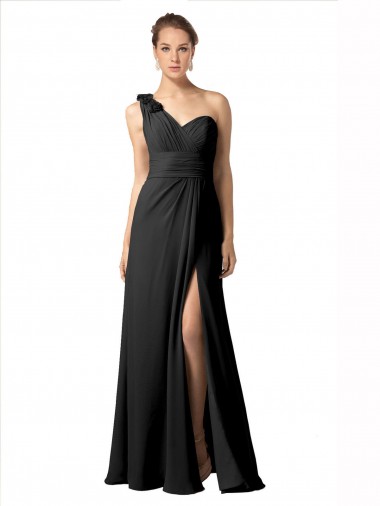 Sleeveless One Shoulder Soft Chiffon A-Line Bridesmaid Dress / Formal Dress Brisbane