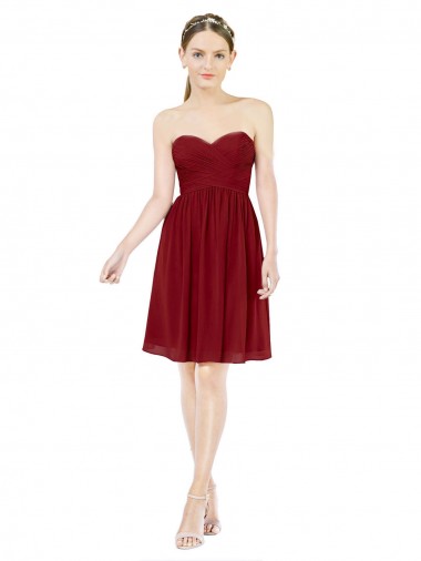 Sleeveless Burgundy Sweetheart Soft Chiffon A-Line Bridesmaid Dress Brisbane