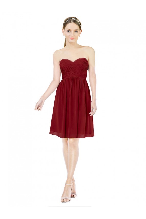 Sleeveless Burgundy Sweetheart Soft Chiffon A-Line Bridesmaid Dress Brisbane