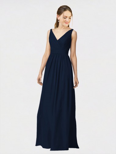 Sleeveless V-Neck Chiffon A-Line Bridesmaid Dresses / Formal Dresses Brisbane