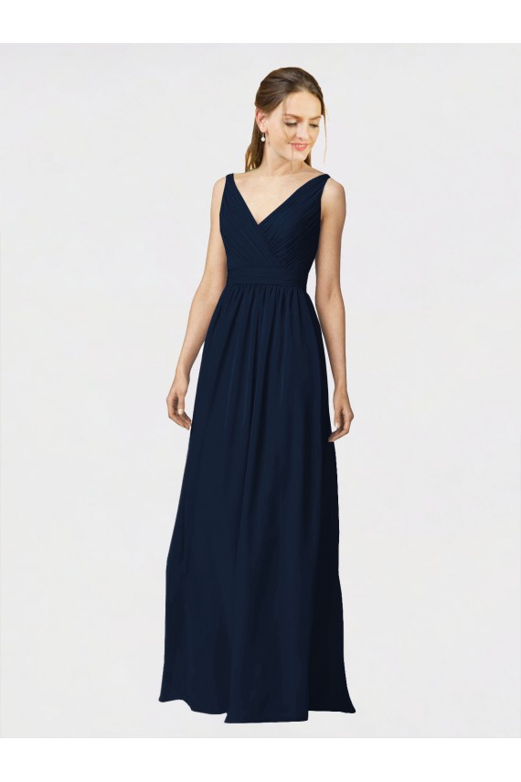 Sleeveless V-Neck Chiffon A-Line Bridesmaid Dresses / Formal Dresses Brisbane