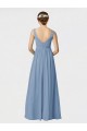 Sleeveless Dusty Blue Spaghetti Straps Soft Chiffon A-Line Bridesmaid Gown Brisbane
