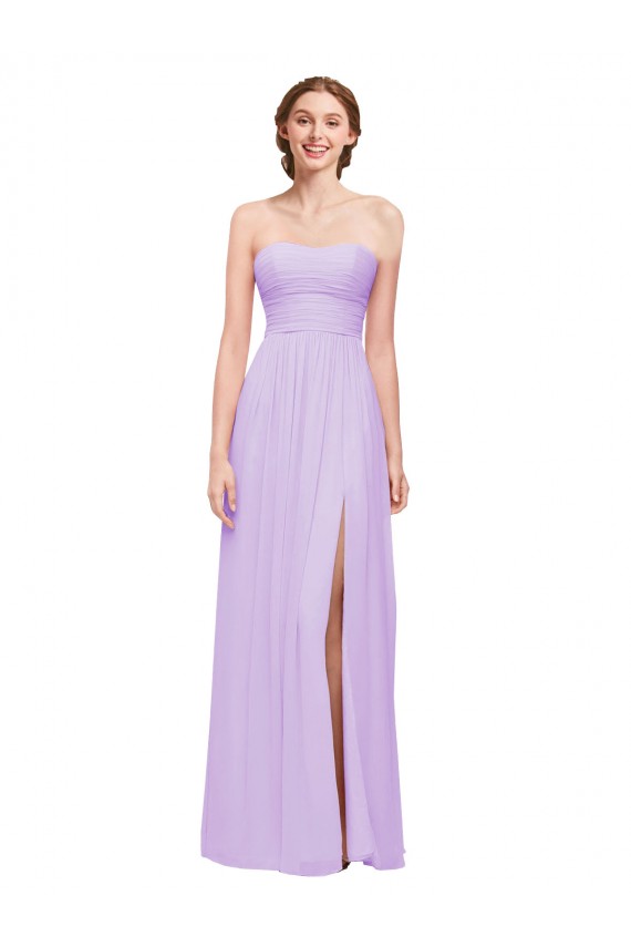 Sleeveless Lilac Sweetheart Soft Chiffon A-Line Evening Dress / Bridesmaid Dress Brisbane