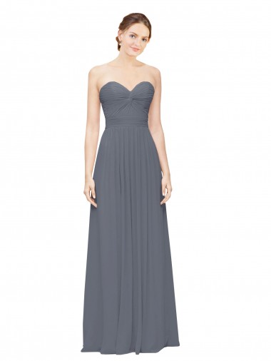 Sleeveless Slate Grey Sweetheart Soft Chiffon A-Line Bridesmaid Dress Brisbane