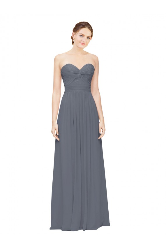 Sleeveless Slate Grey Sweetheart Soft Chiffon A-Line Bridesmaid Dress Brisbane